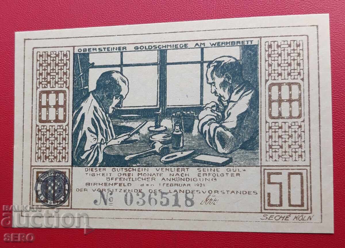 Banknote-Germany-Rhineland-Palatinate-Birkenfeld-50 Pfennig 1921 with price € 1.00 | 1.96 BGN