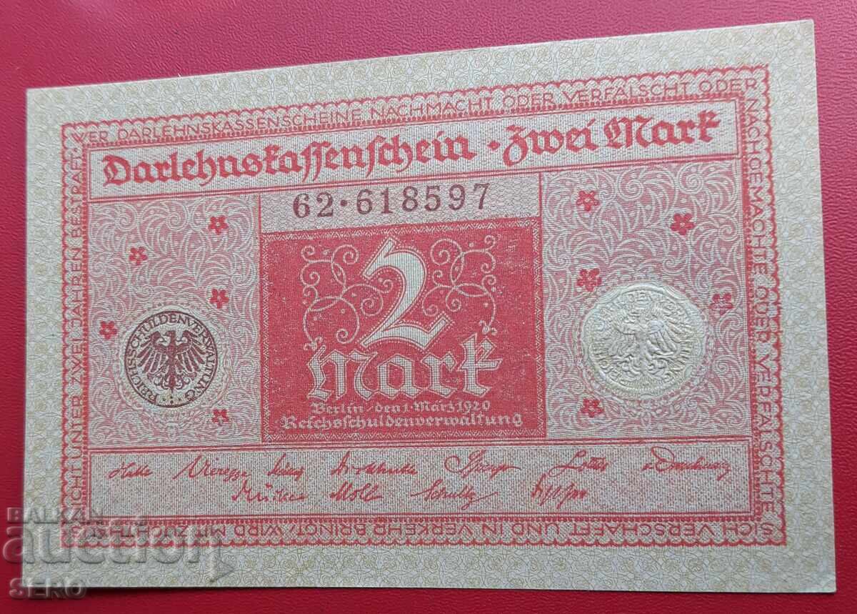 Bancnotă-Germania-2 mărci 1920 Bancnotă-Germania-2 mărci 1920