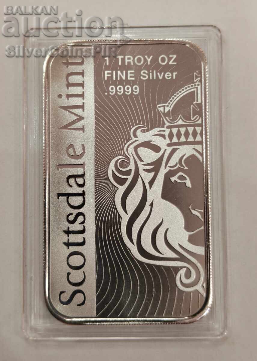 Ασημένια ράβδος 1 oz Λιοντάρι Scottsdale Mint