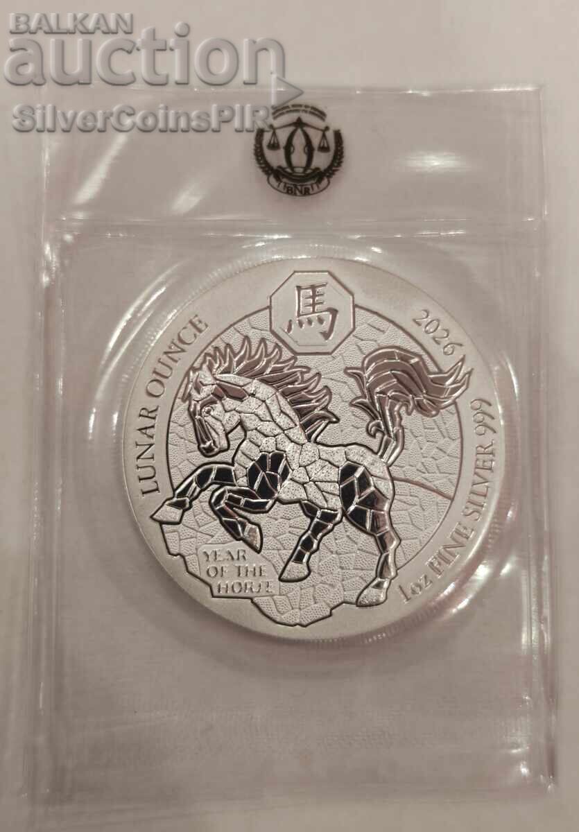 Ασημένιο νόμισμα 1 oz Έτος του Ίππου 2026 Ρουάντα με τιμή € 77.89 | 152.34 BGN
