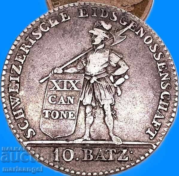Auction  Switzerland 10 batzen 1812 7.14g Canton of Lucerne silver - rare