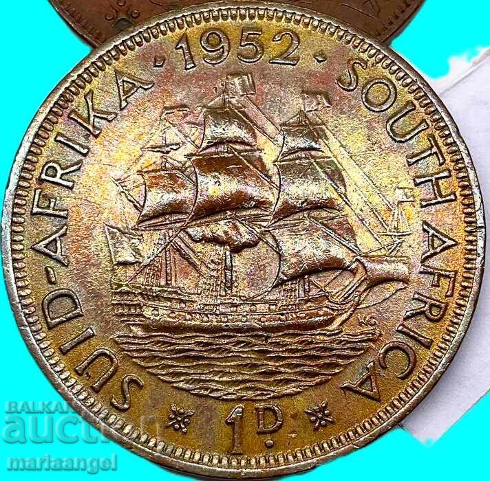 1 пени 1952 Южна Африка UNC Джордж VI специален метал 1 пени 1952 Южна Африка UNC Джордж VI специален метал