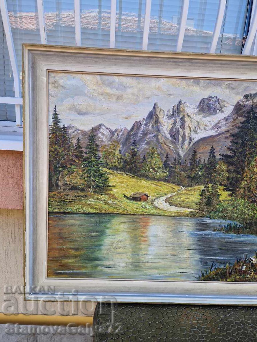Great German antique oil painting on canvas - 5
