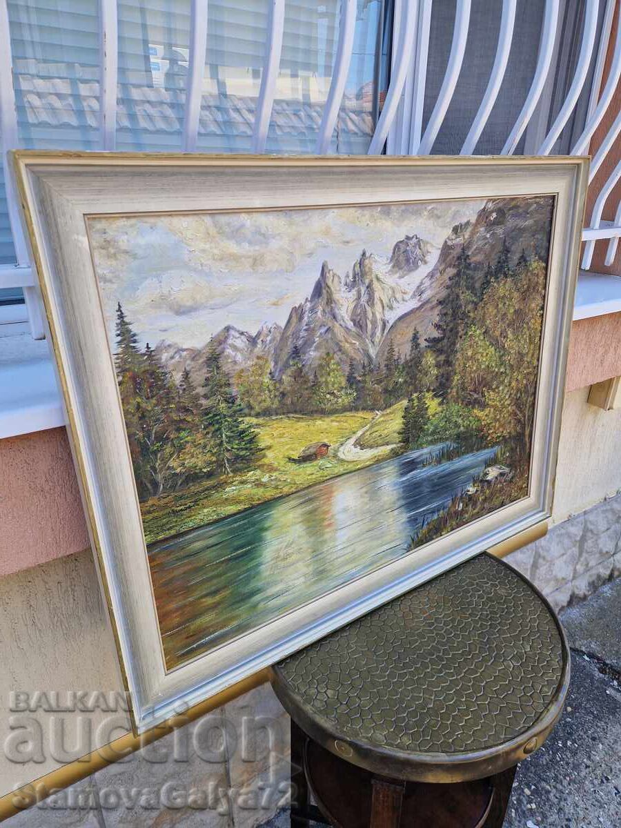 Great German antique oil painting on canvas - 7