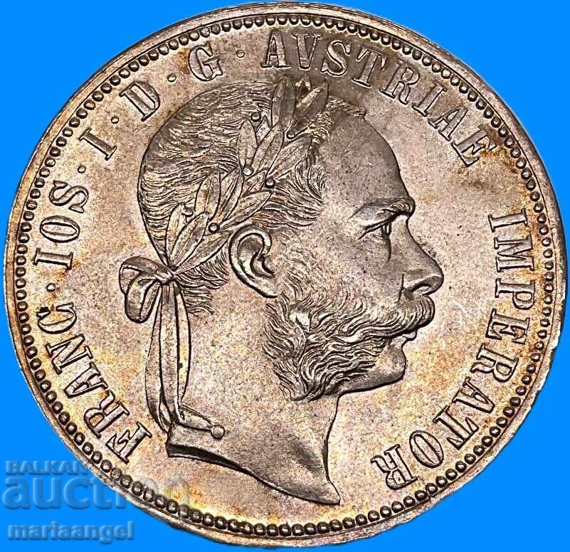 Austria 1 florin 1886 Franz Joseph I argint Patină aurie