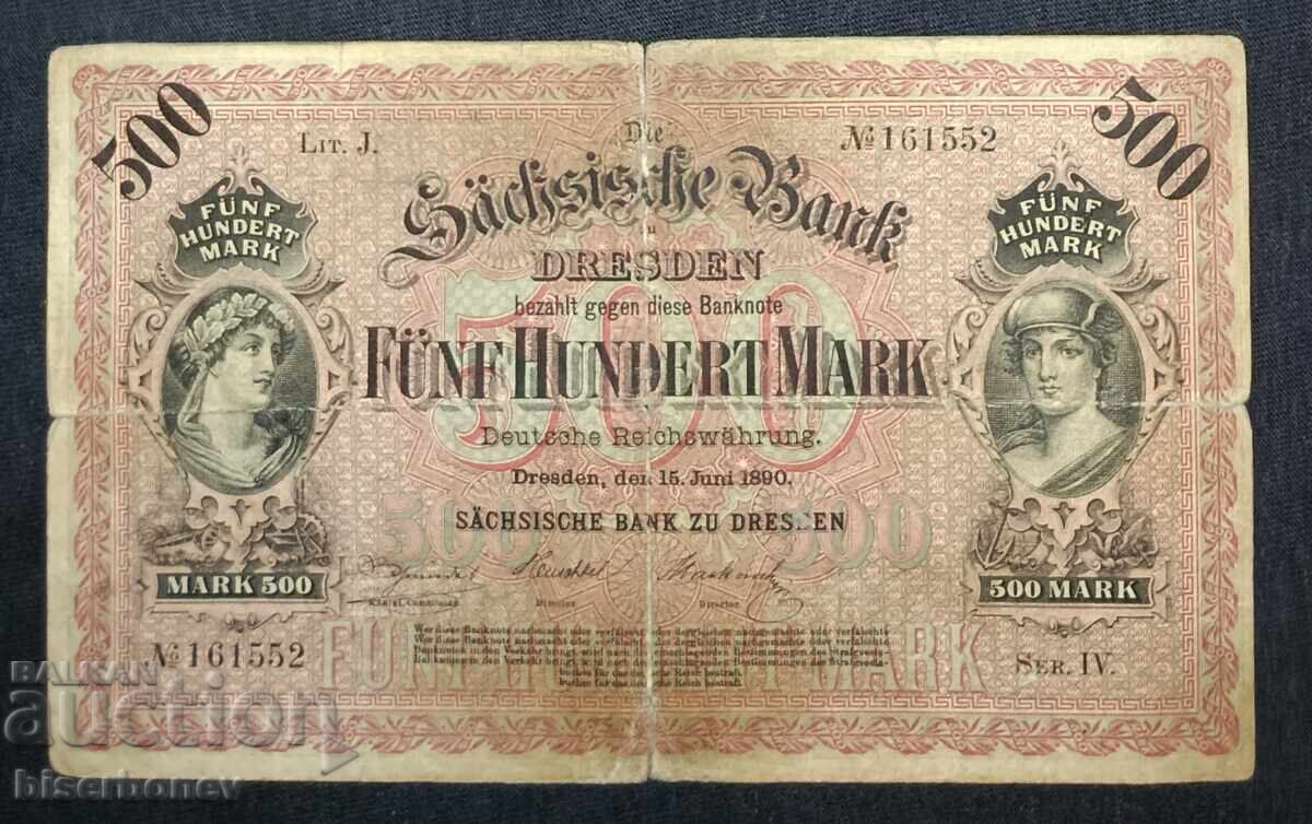 Germania, 500 mărci 1890, Dresda, VG Germania, 500 mărci 1890, Dresda, VG