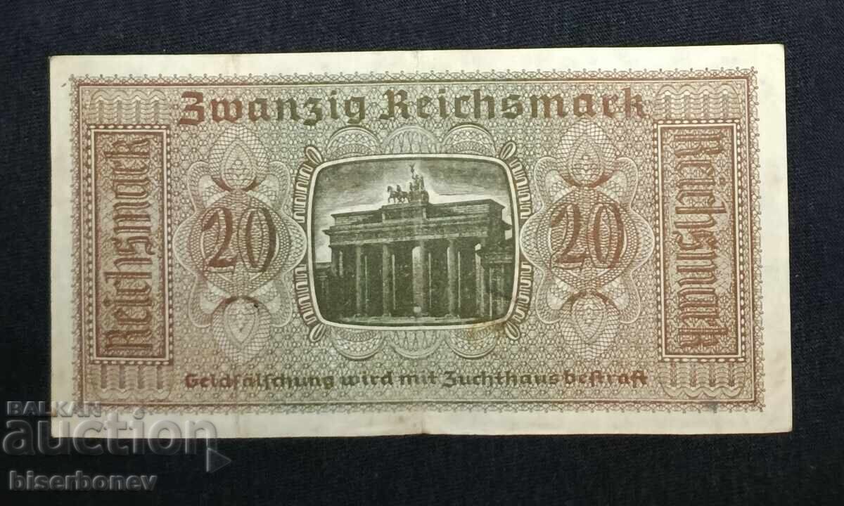 Германия , 20 марки , 1940 - 1945 г, VF+ с цена € 10.00 | 19.56 лв.