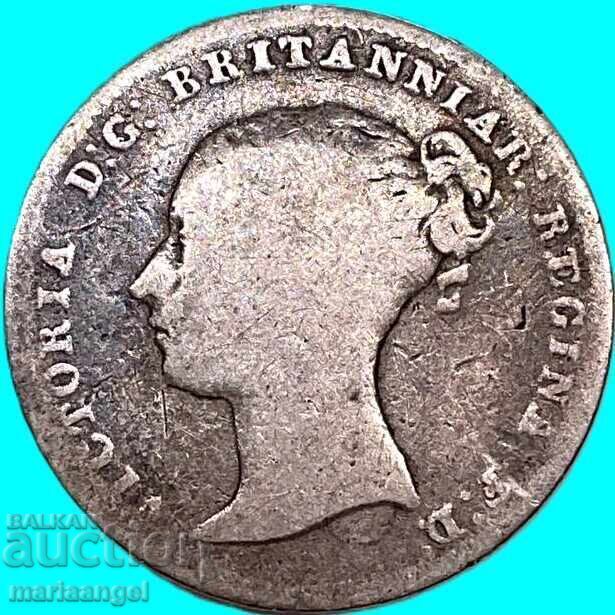 Великобритания 4 пенса 1845 Гроут Виктория сребро с цена € 25.98 | 50.81 лв.