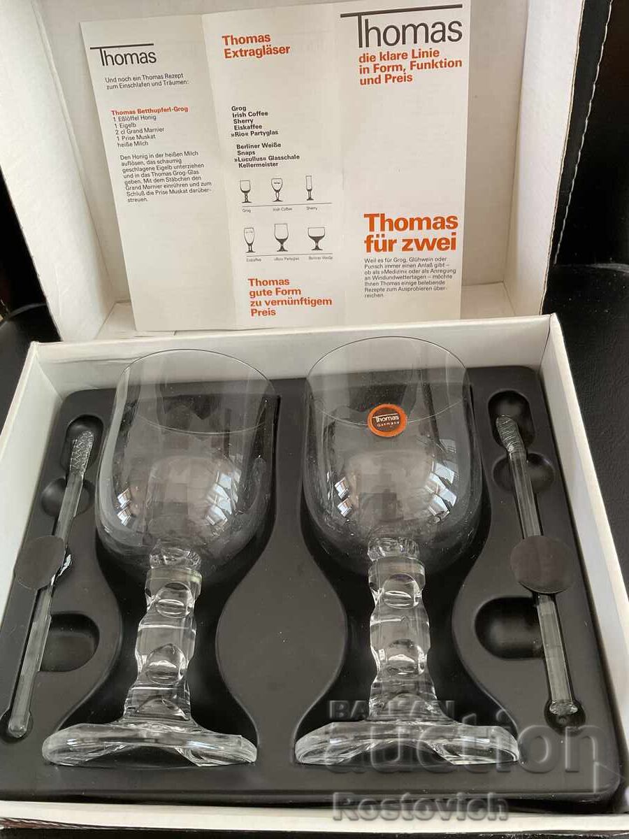 Vintage. Two cocktail glasses, "Thomas", West Germany