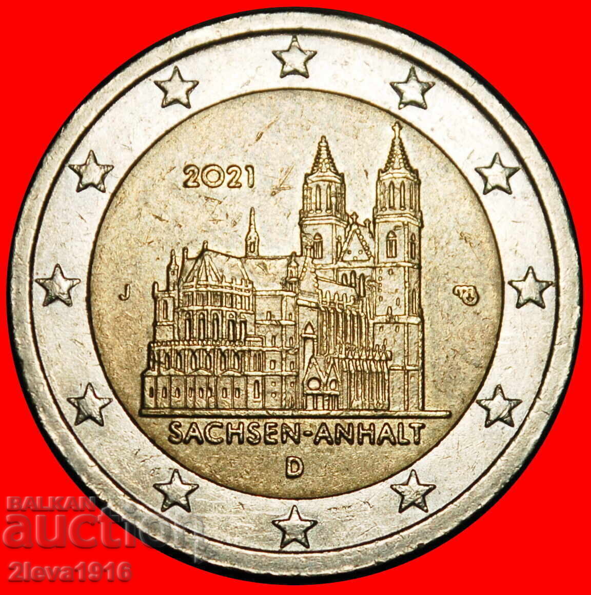 SAXONY-ANHALT: GERMANY★2 EUROS 2021J NON-PHALLIC 2007-2026