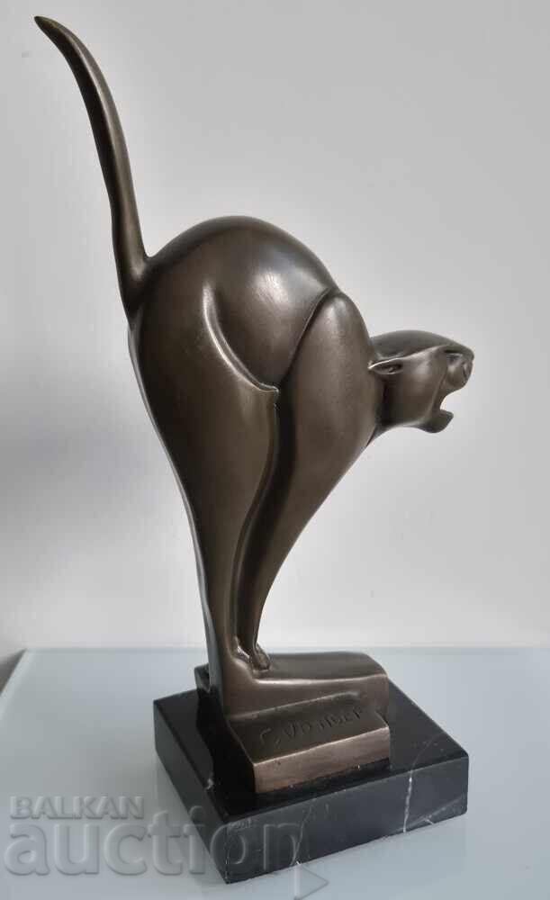Auction  Chris van der Hoef 1875–1933 Frightened Cat Plastic ART DECO