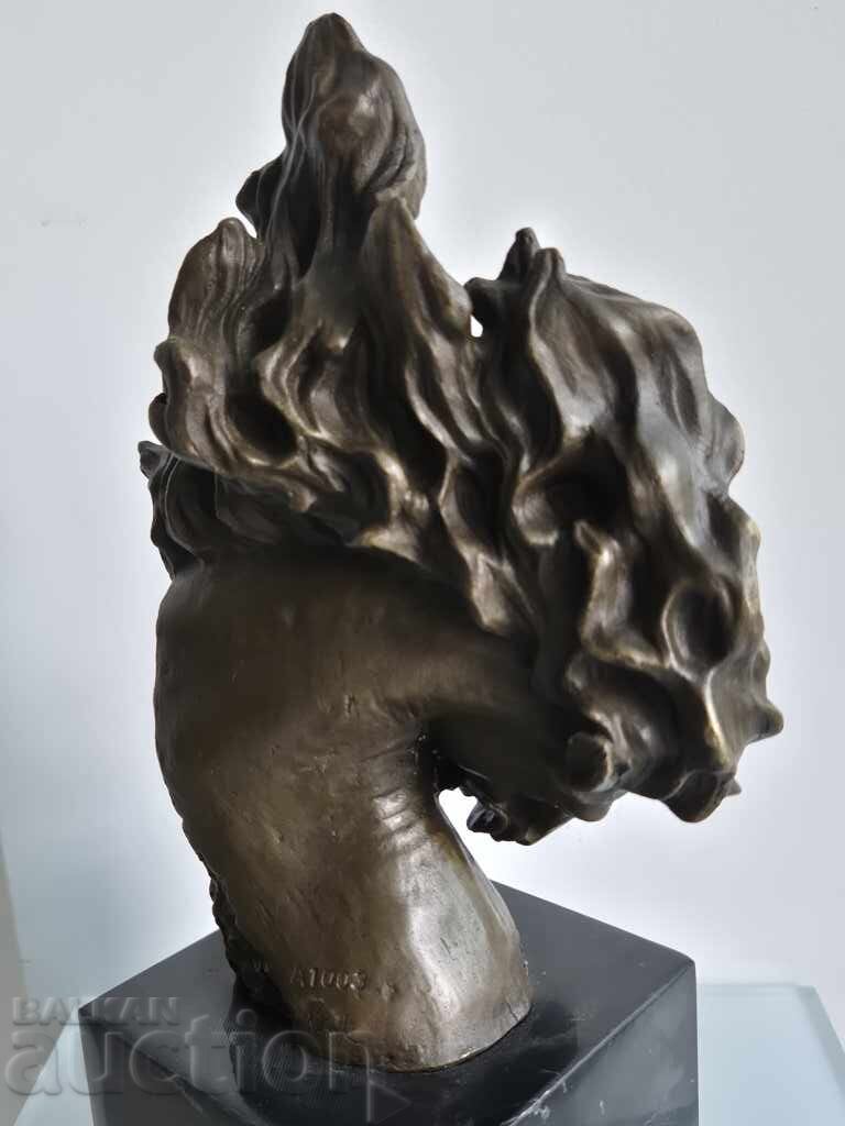 Sculptură din bronz Cal de foc din astrologia chineză ART DECO - 6