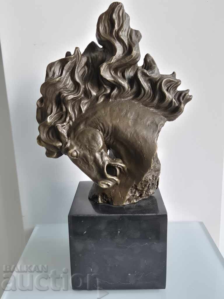 Sculptură din bronz Cal de foc din astrologia chineză ART DECO