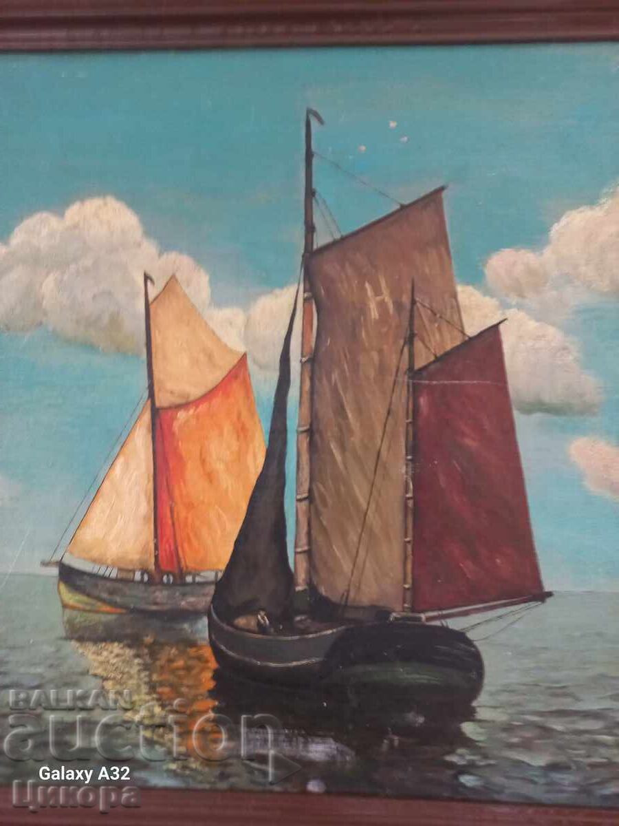 OLD OIL PAINTING ON CANVAS SEASCAPE with price € 250.00 | 488.96 BGN