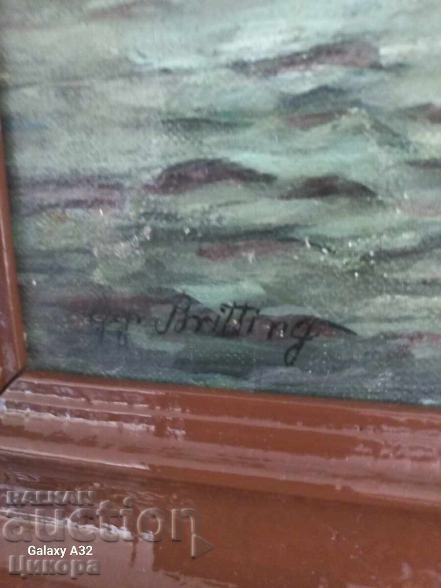 Auction  OLD OIL PAINTING ON CANVAS SEASCAPE