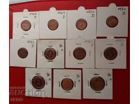 Germany-lot of 6x1, 5x2, 1x5 and 1x10 pfennig-various years