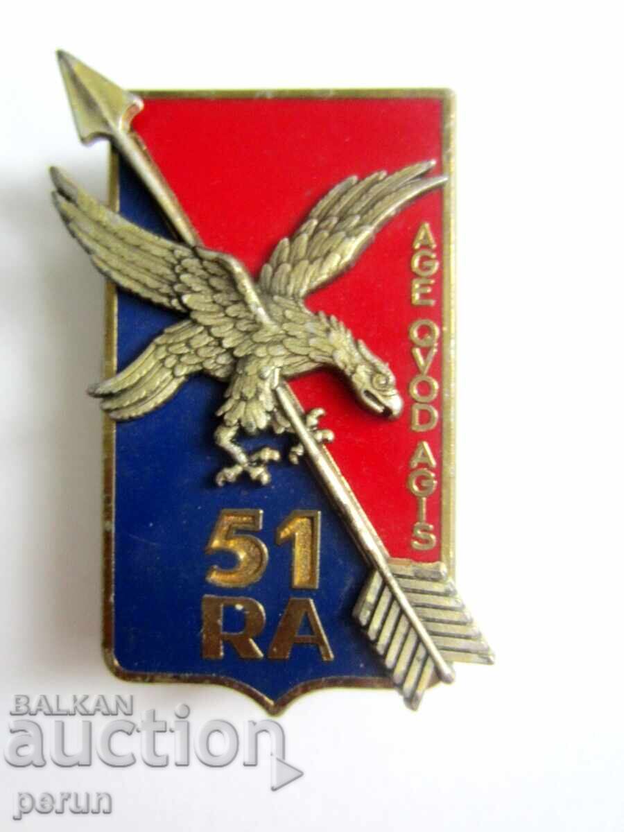 Armata franceză - Insigna Regimentului 51 de artilerie Armata franceză - Insigna Regimentului 51 de artilerie