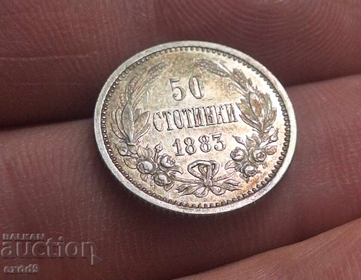 Pentru colecție, 50 Stotinki de argint 1883 / BZTS!