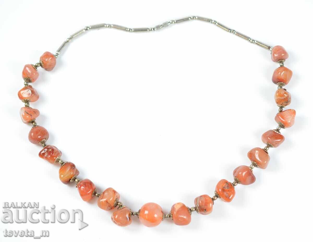 Vintage beaded necklace with natural stone beads