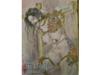Desen tradițional japonez erotic - Gheișă