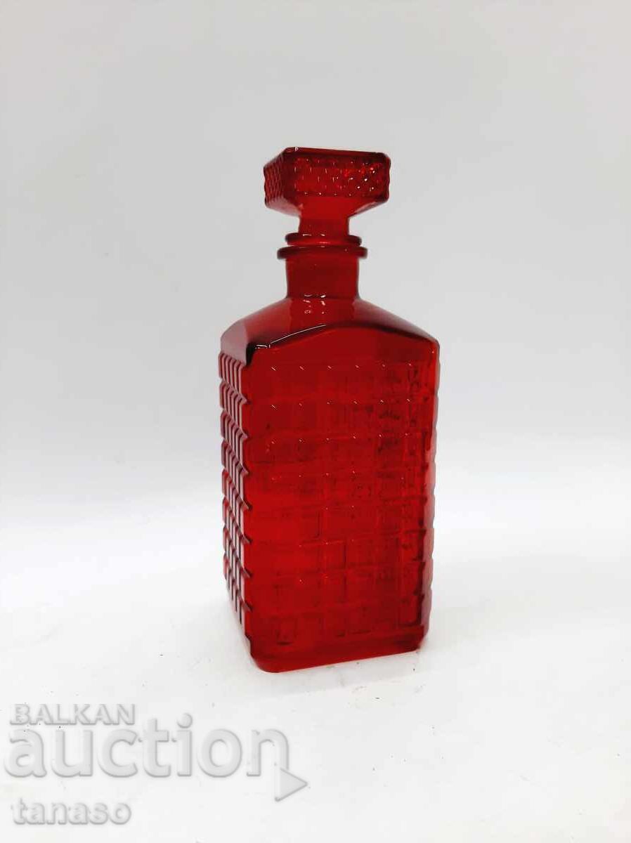 Livrarea Carafă din sticlă presată roșie, decantor Livrarea Carafă din sticlă presată roșie, decantor