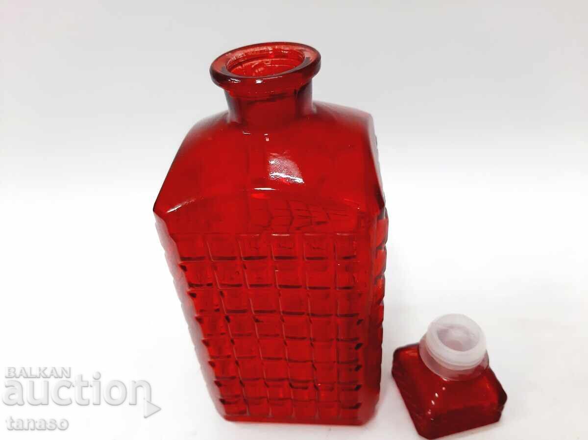 Carafă din sticlă presată roșie, decantor - 7 Carafă din sticlă presată roșie, decantor - 7