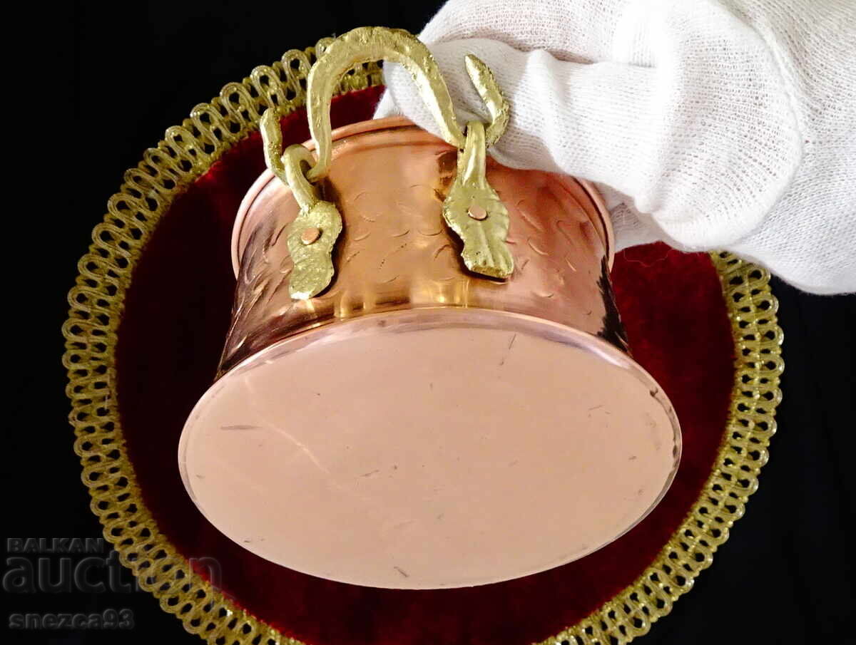 Delivery of Copper cauldron with handles, pure red copper