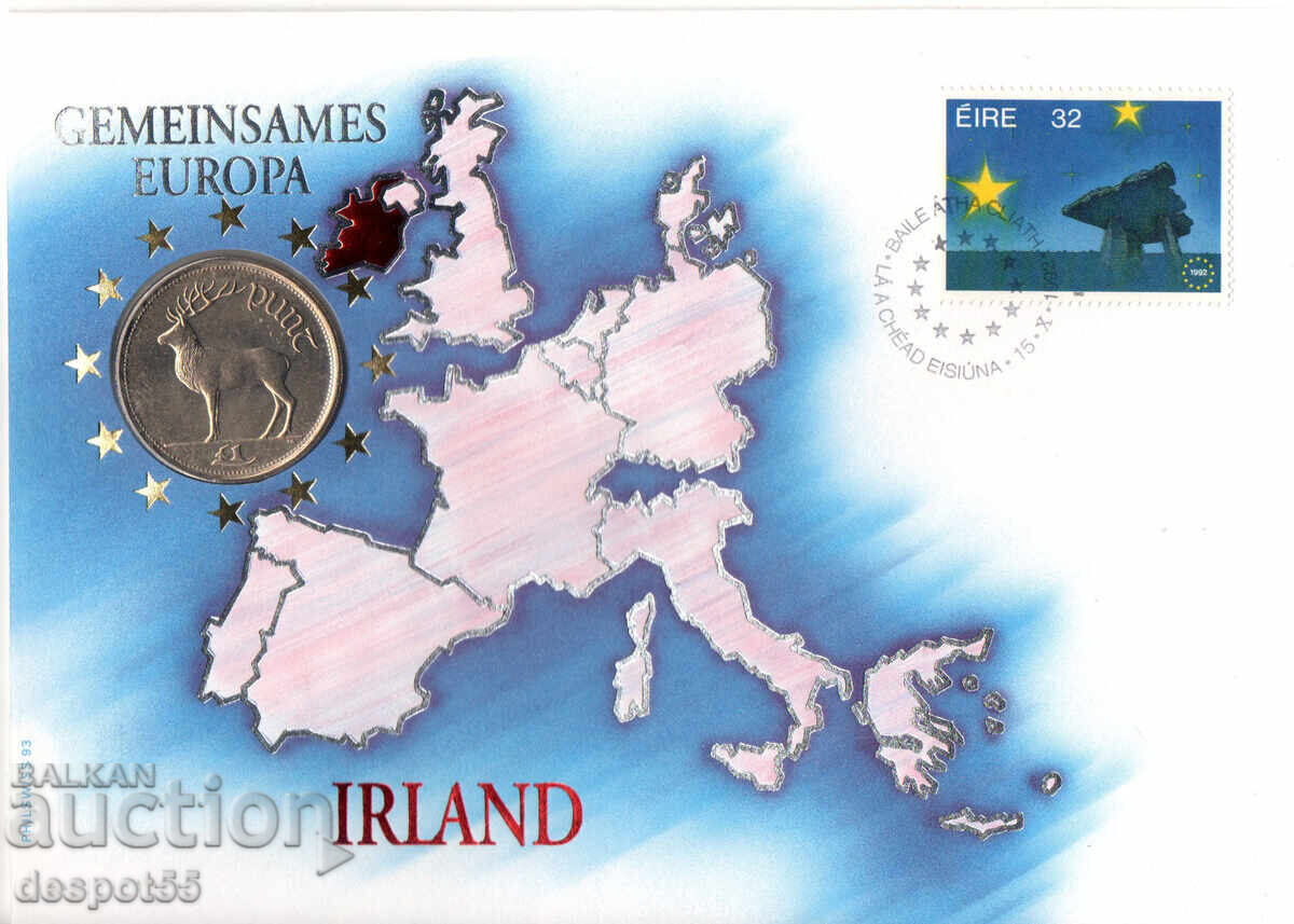 1990. Ireland. Numismatic cover - 1 Pound