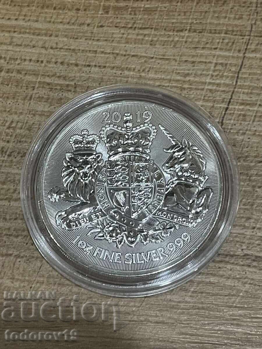 Licitație Argint 1 oz Stema Regală 2019 - Marea Britanie