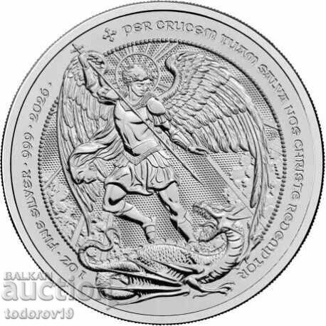Argint 1 oz Arhanghelul Mihail și dragonul 2026 - Marea Britanie