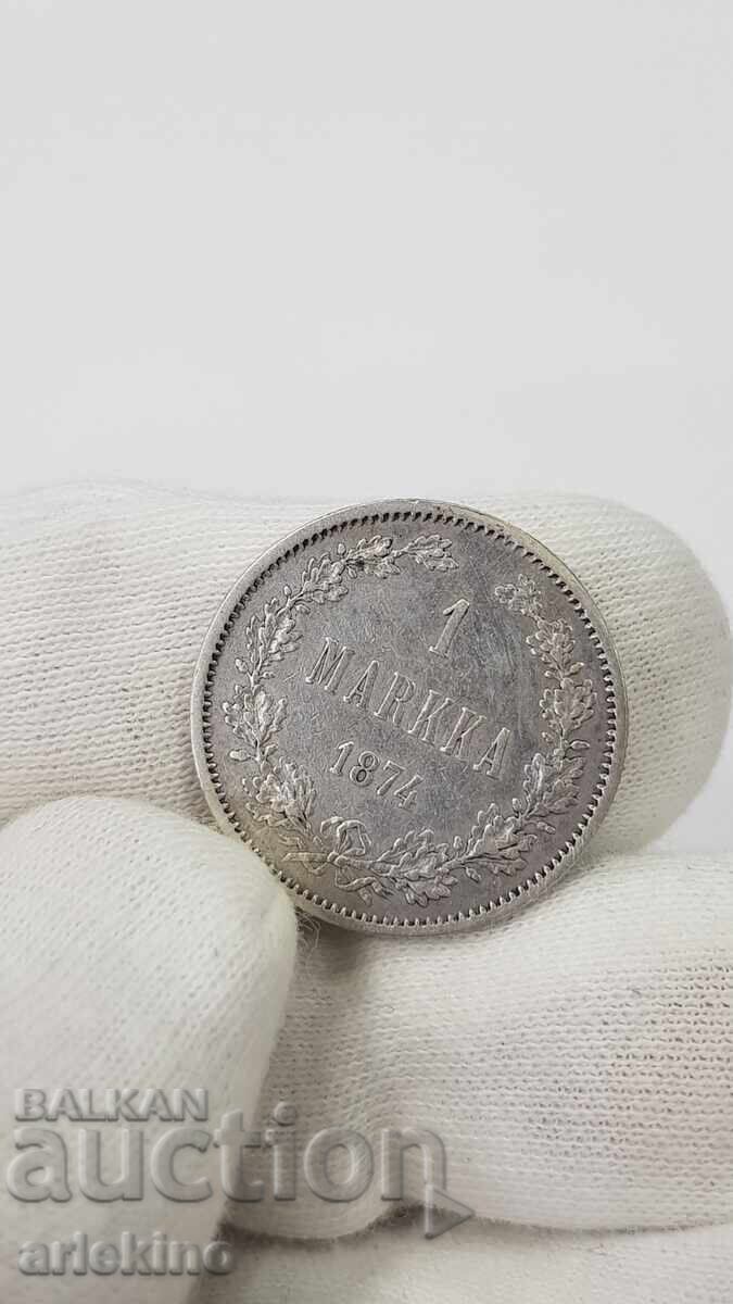 Колекционна сребърна монета 1 MARKKA 1874  Руска - Финландия с цена € 45.00 | 88.01 лв.