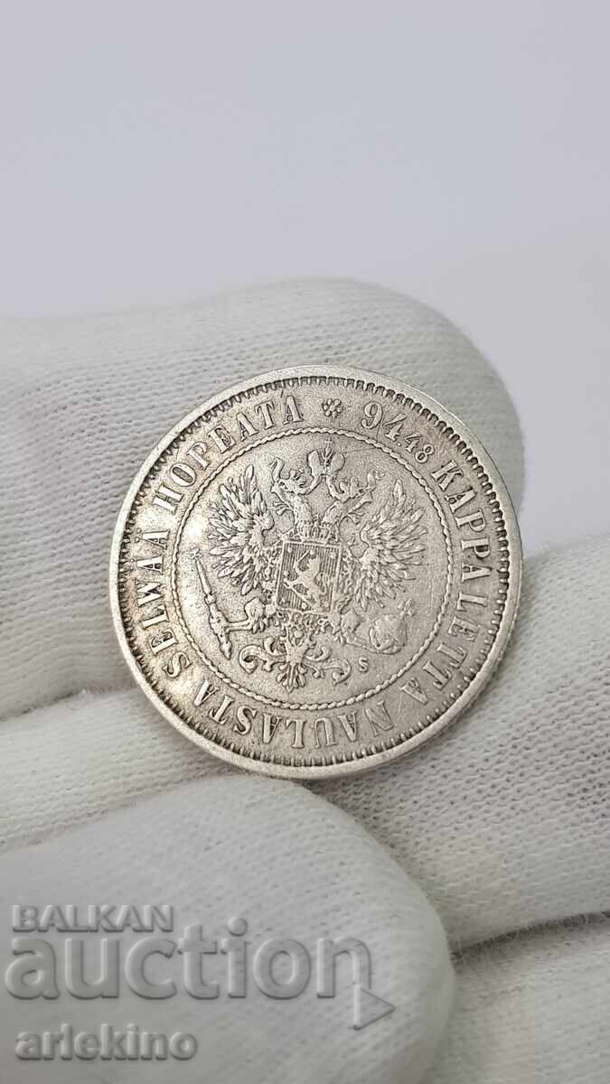 Колекционна сребърна монета 1 MARKKA 1874  Руска - Финландия - 5