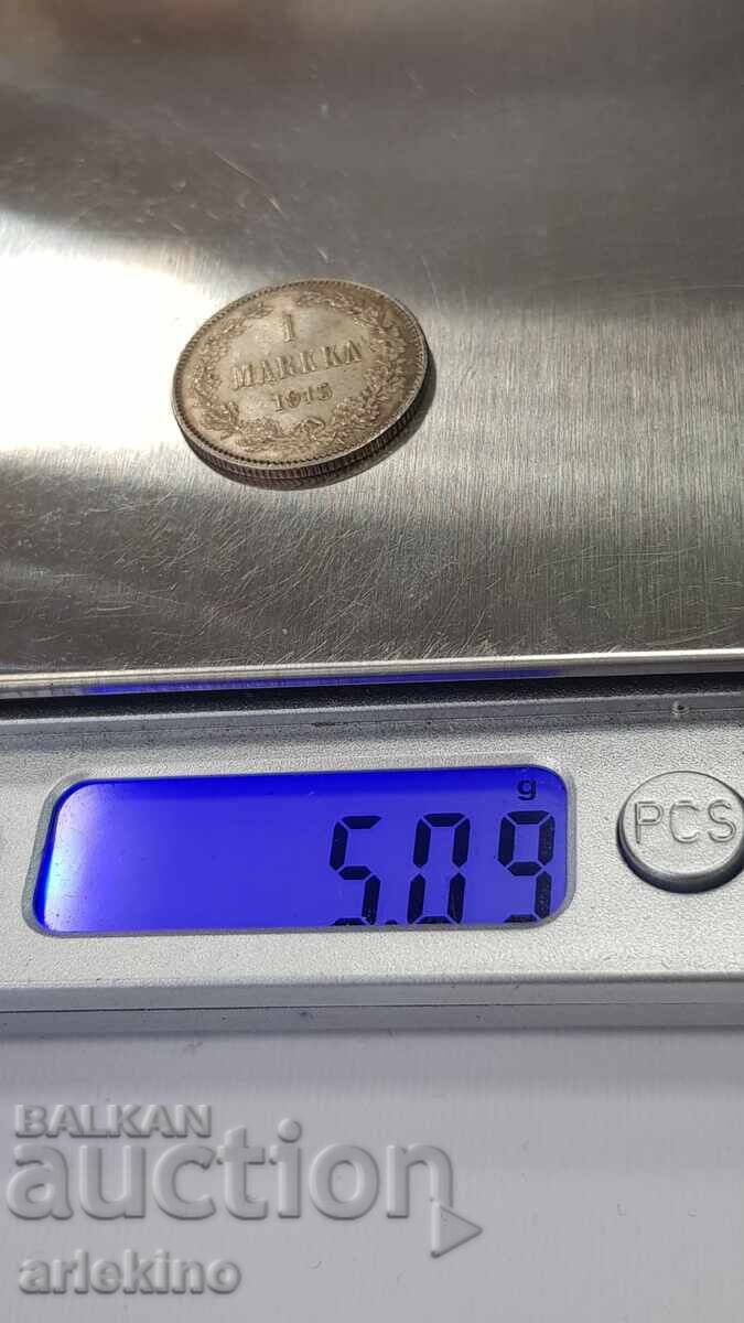 Frumoasă monedă de argint 1 MARKKA 1915 Rusia - Finlanda - 5 Frumoasă monedă de argint 1 MARKKA 1915 Rusia - Finlanda - 5