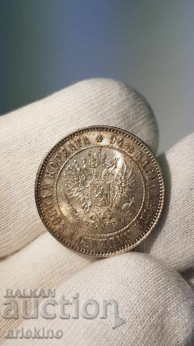 Frumoasă monedă de argint 1 MARKKA 1915 Rusia - Finlanda Frumoasă monedă de argint 1 MARKKA 1915 Rusia - Finlanda