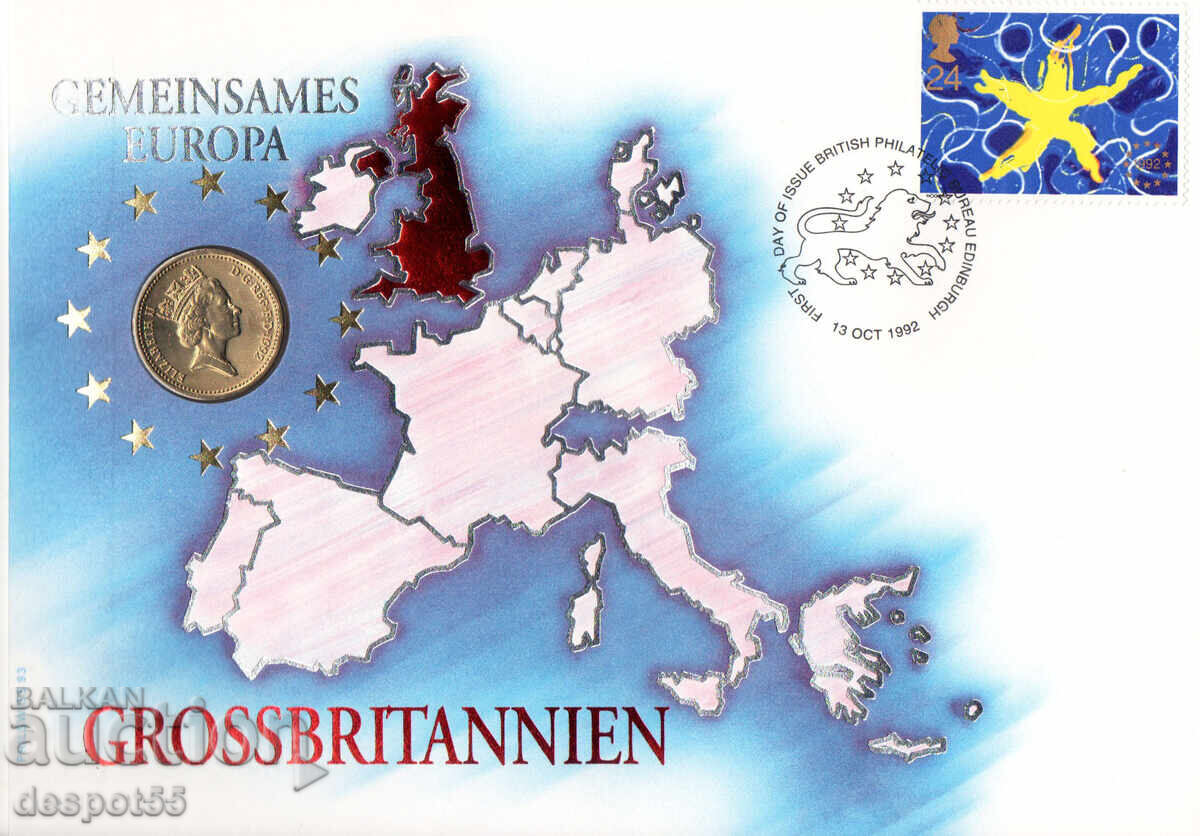 1992. Great Britain. Numismatic cover - British pound