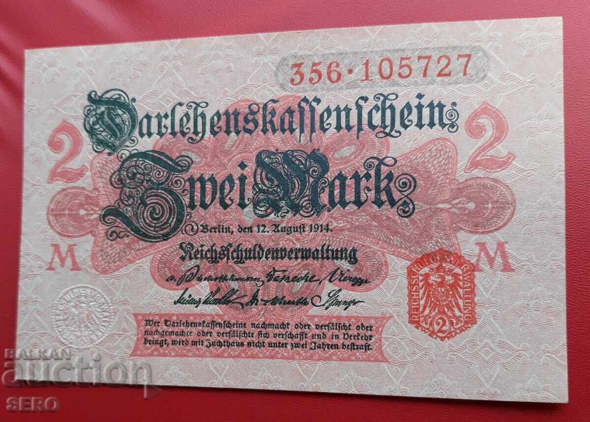 Bancnotă-Germania-2 timbre 1914