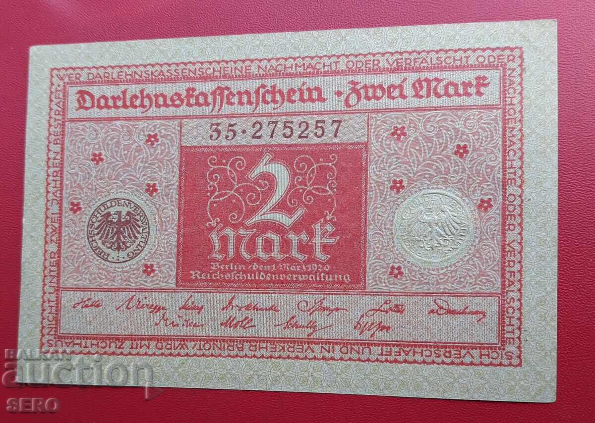 Bancnotă-Germania-2 mărci 1920 Bancnotă-Germania-2 mărci 1920