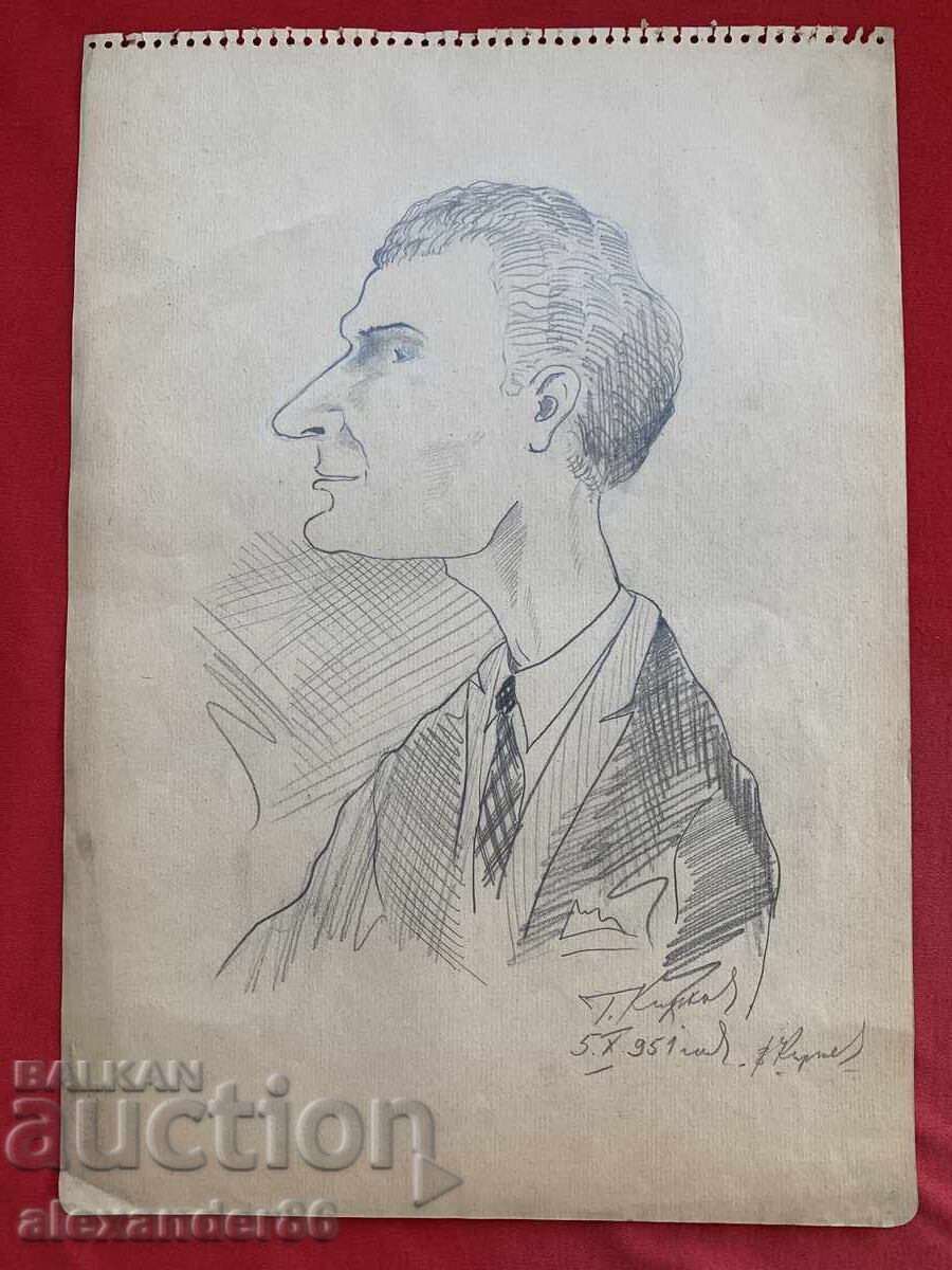 Шарж на актьора Васил Кирков-Младши? 1951 г.