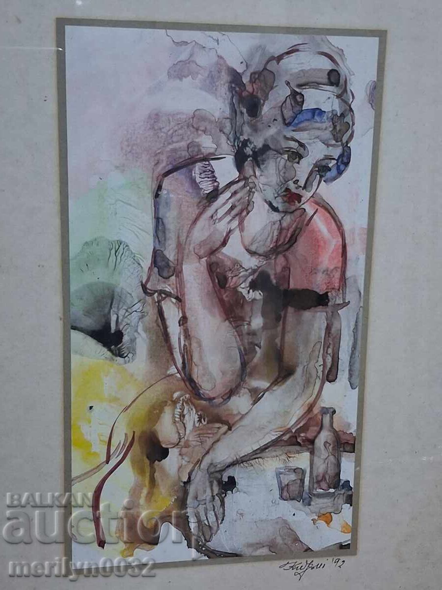 Πίνακας πορτρέτο ακουαρέλα 36/26 εκ. Kiril Irinchev 1992 - 7 Πίνακας πορτρέτο ακουαρέλα 36/26 εκ. Kiril Irinchev 1992 - 7
