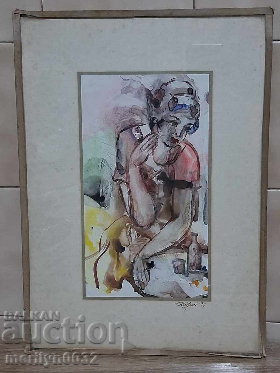Πίνακας πορτρέτο ακουαρέλα 36/26 εκ. Kiril Irinchev 1992 Πίνακας πορτρέτο ακουαρέλα 36/26 εκ. Kiril Irinchev 1992