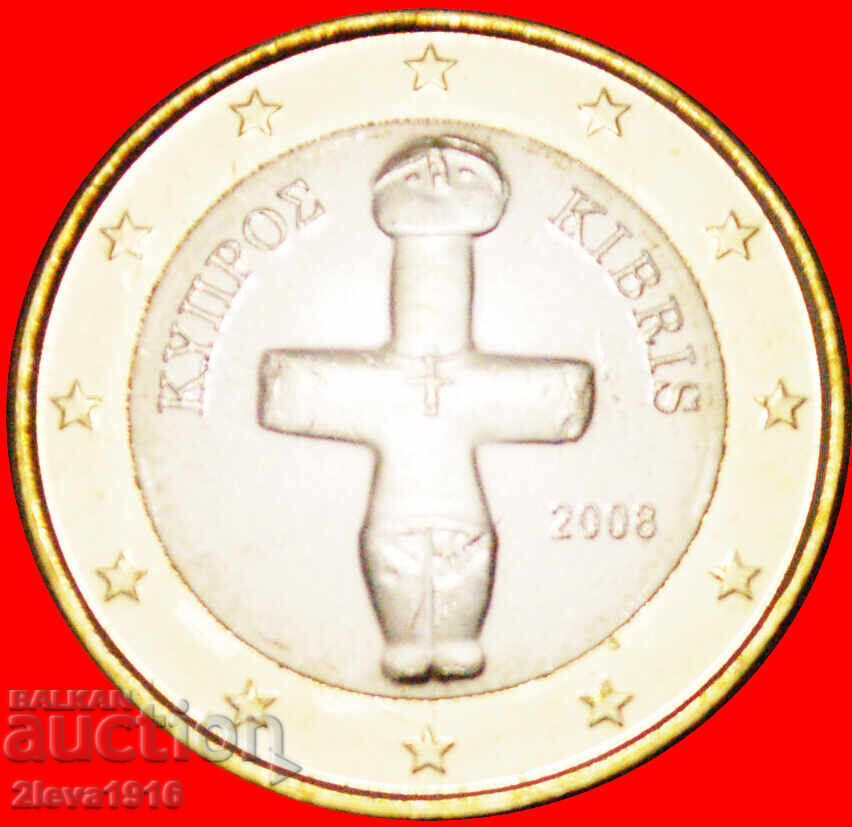 Ⰺ FINLAND 2007: CYPRUS ★ 1 EURO 2008 UNC MINT LUSTRE! DIE I1