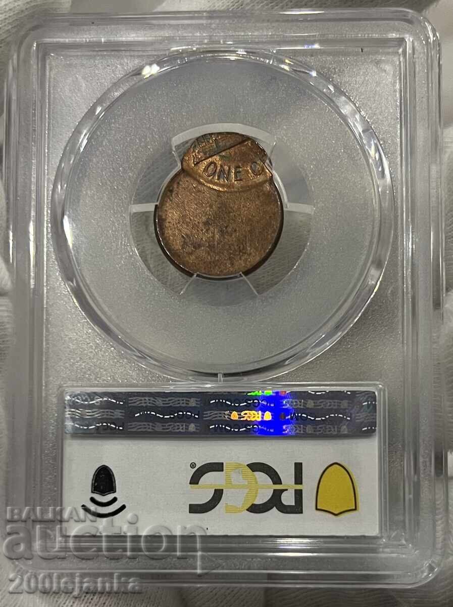 1 cent (1982-08) MS63RB eroare de monetărie PCGS cu preț € 130.00 | 254.26 BGN