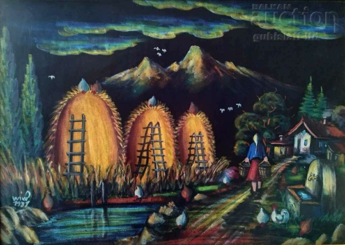 Painting, naivety, art. Wind, 1981 - 1 with price € 240.00 | 469.40 BGN