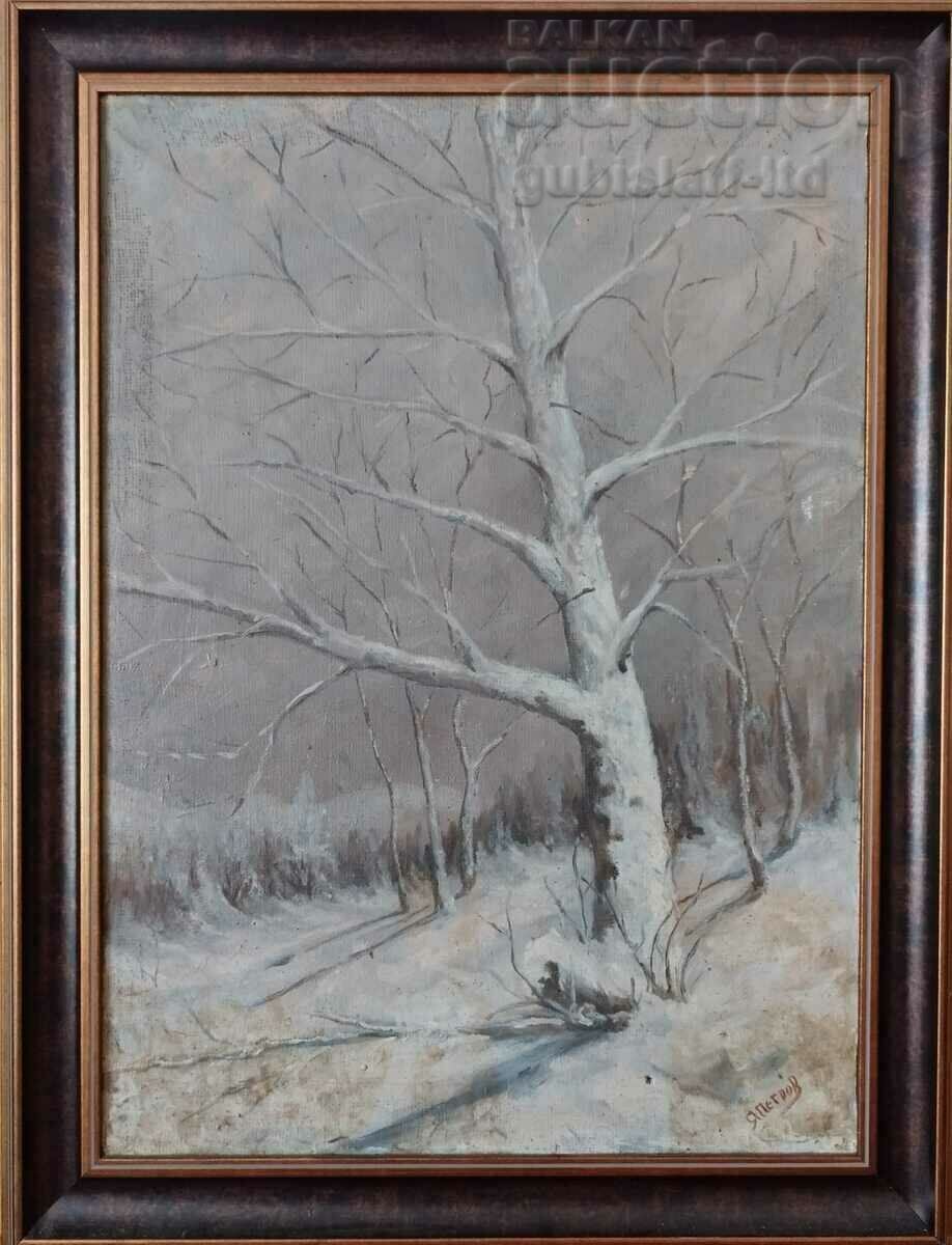 Painting, winter landscape, art. Ya. Petrov, 1970s Painting, winter landscape, art. Ya. Petrov, 1970s