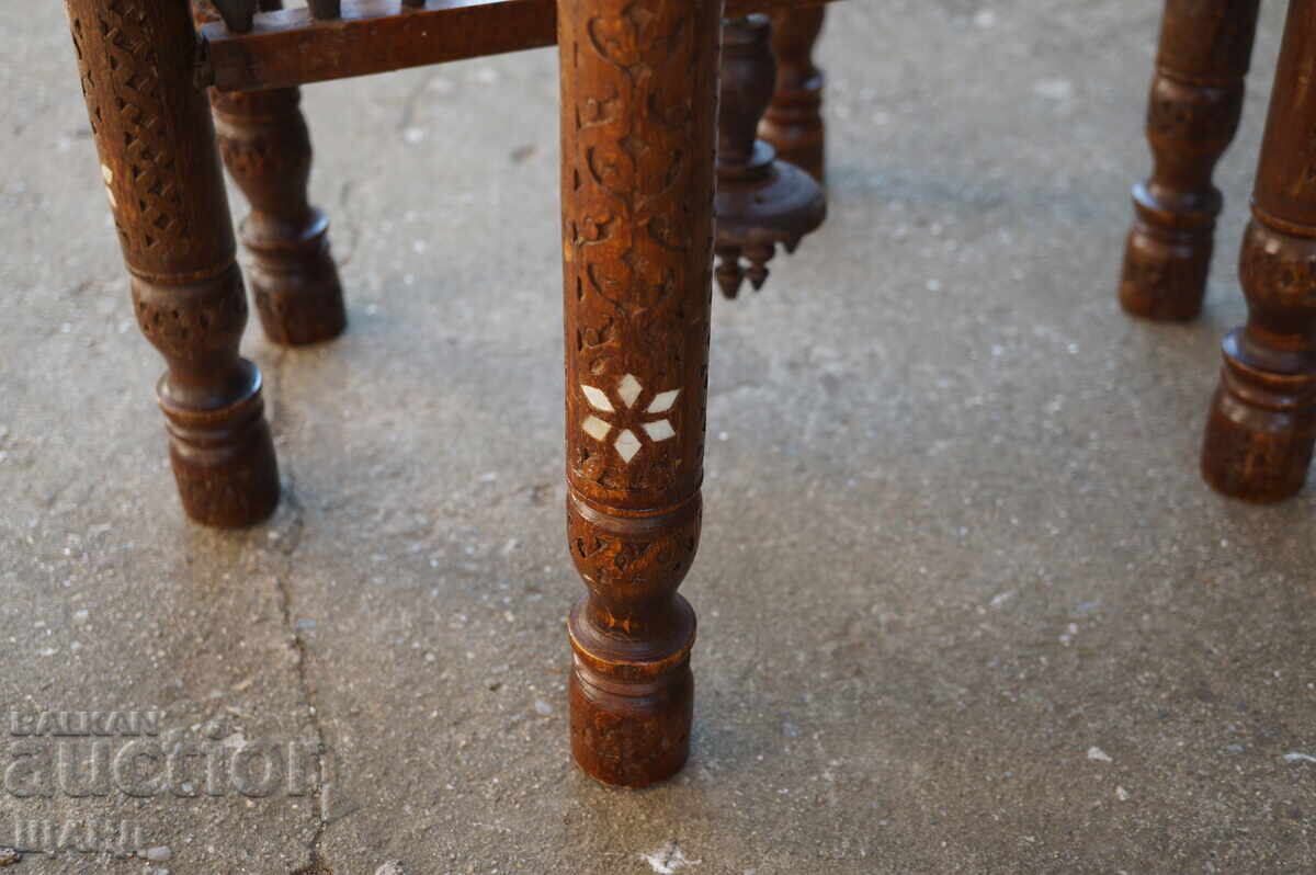 OLD OTTOMAN WOODEN STAND WITH MOTHER-OF-PEARL FOR TAVA SINIYA - 5