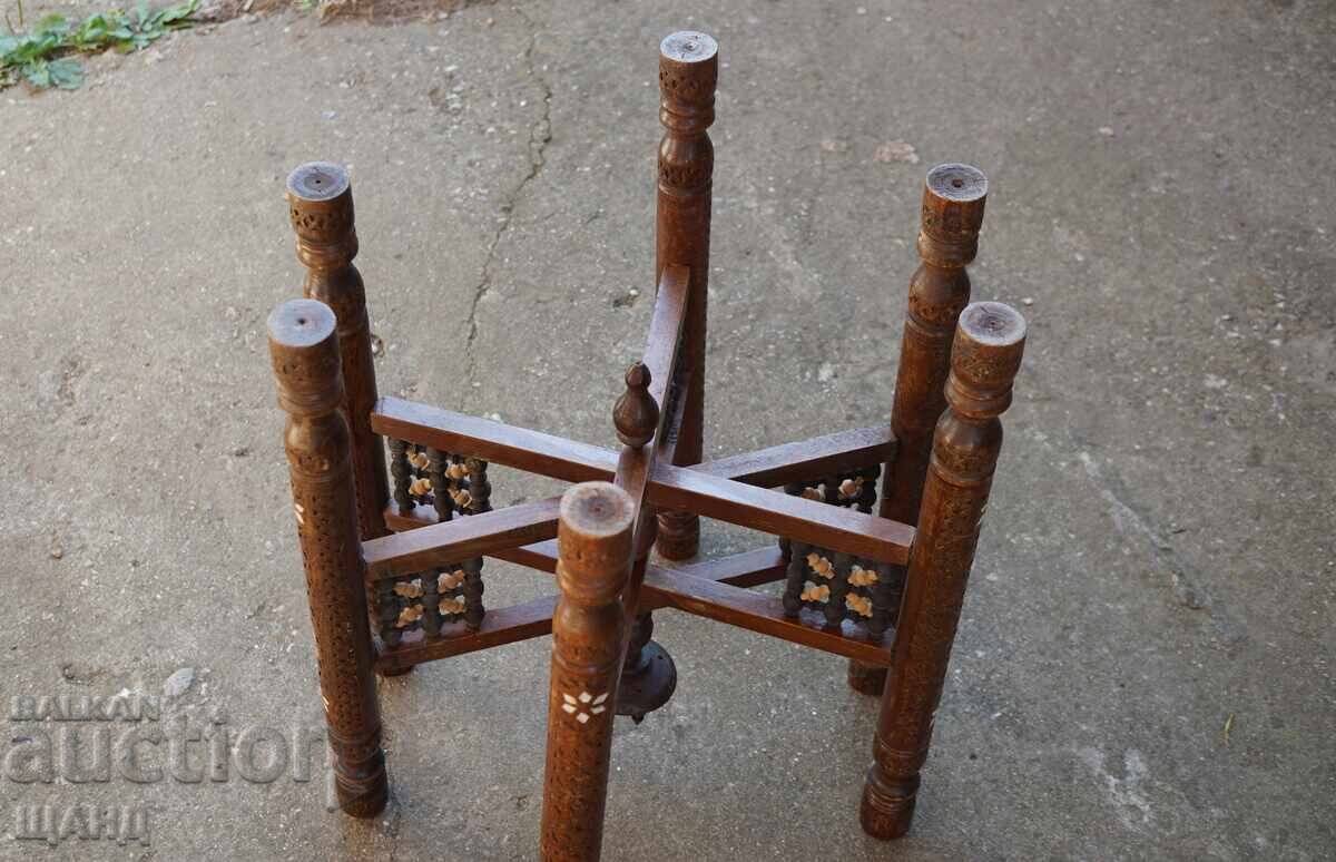 OLD OTTOMAN WOODEN STAND WITH MOTHER-OF-PEARL FOR TAVA SINIYA - 6