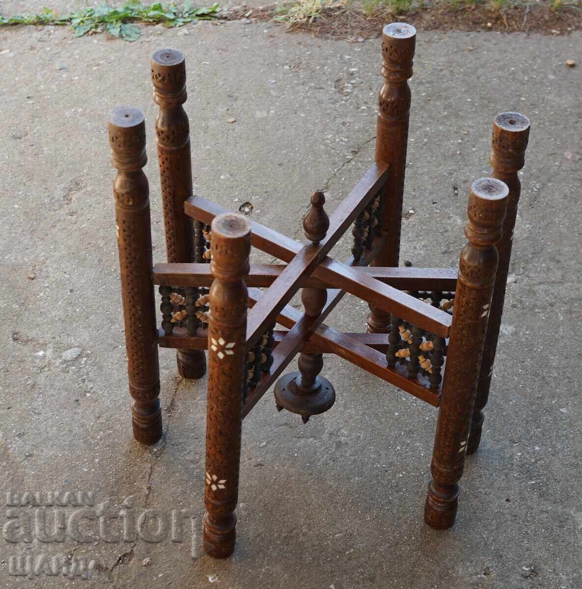 OLD OTTOMAN WOODEN STAND WITH MOTHER-OF-PEARL FOR TAVA SINIYA