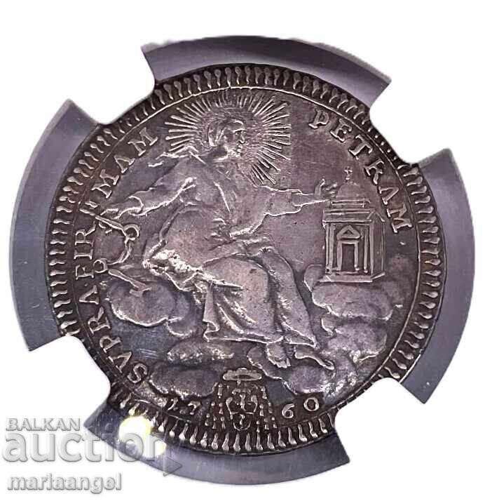2 Τζούλιο 1760 Βατικανό Κλήμης ΙΓ' NGC VF30 ασήμι