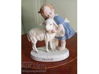 Porcelain figurine - the little girl with the lamb