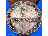Ducatul Parmei 5 centesimi 1830 Maria Luiza 9,50g
